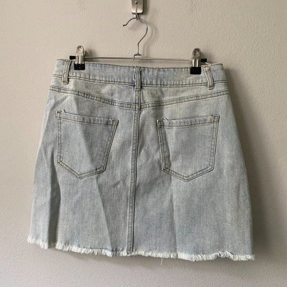 Wild Fable | NWOT Light Blue Raw Hem High-Rise Denim Mini Skirt Size 6 - Picture 6 of 9